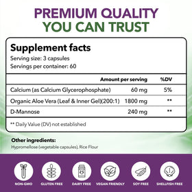 Intimate Rose Aloe Vera capsules with measurement details