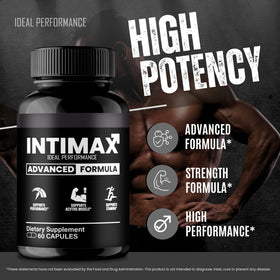 Intimax Capsules avec un verre d'eau à côté