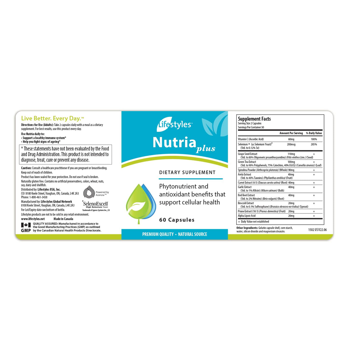 Intra NutriaPlus emballage avec logo de qualité