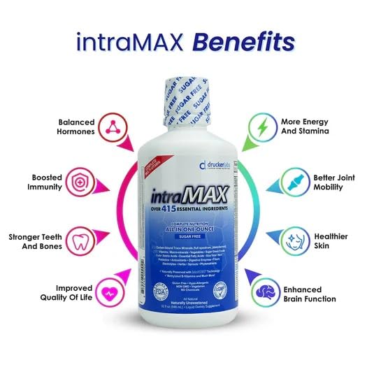 intraMAX Multivitamine Liquide 415+ Nutriments 32 oz étiquette