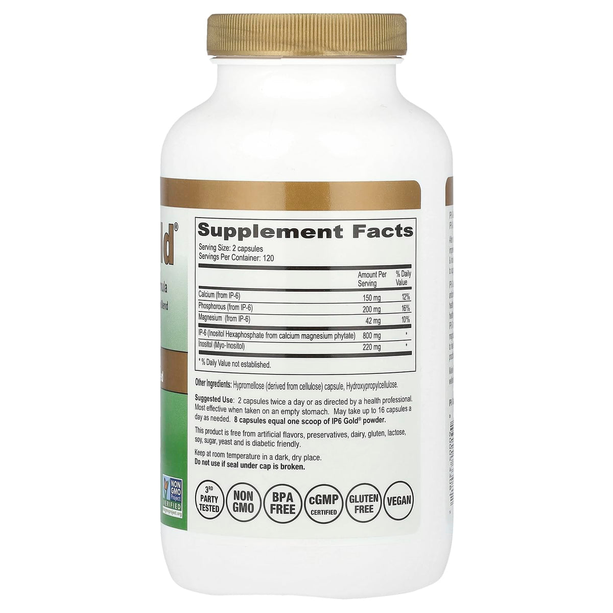IP6 Gold Formule de Soutien 240 Capsules Végétariennes - vue arrière