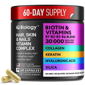 IQ BIOLOGY Biotine 10 000 mcg 120 capsules vue de face