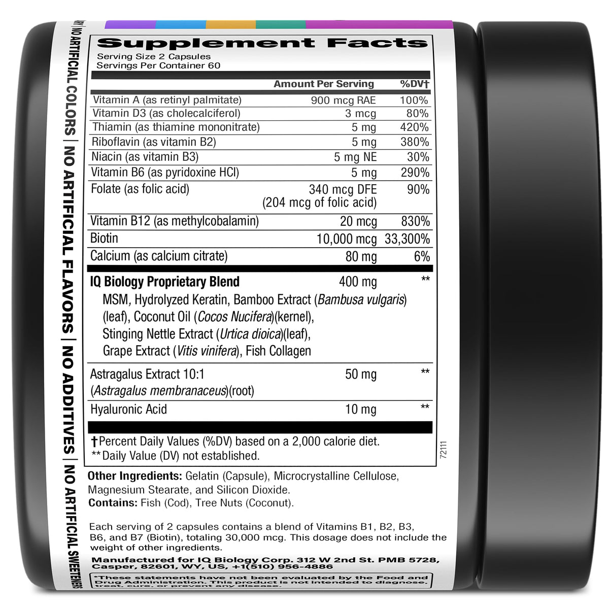 IQ BIOLOGY Biotine 10 000 mcg capsules sur une table