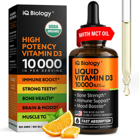 IQ BIOLOGY Vitamine D3 Liquide 10000 IU bouteille vue de face