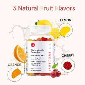 iRestore Gummies Biotine 10 000 mcg, prise de gummies avec un verre d'eau