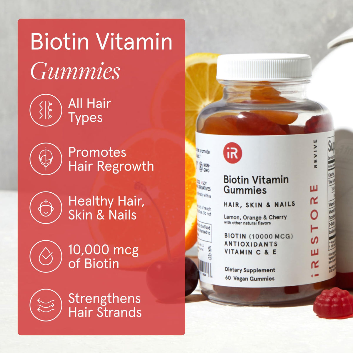 iRestore Gummies Cheveux 10 000 mcg sur une table