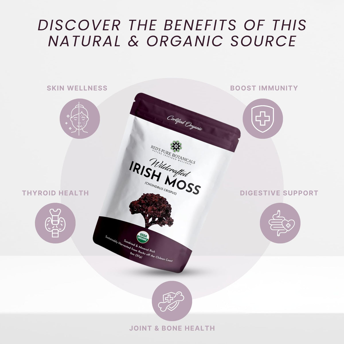 Irish Sea Moss Bio, vue arrière du sachet