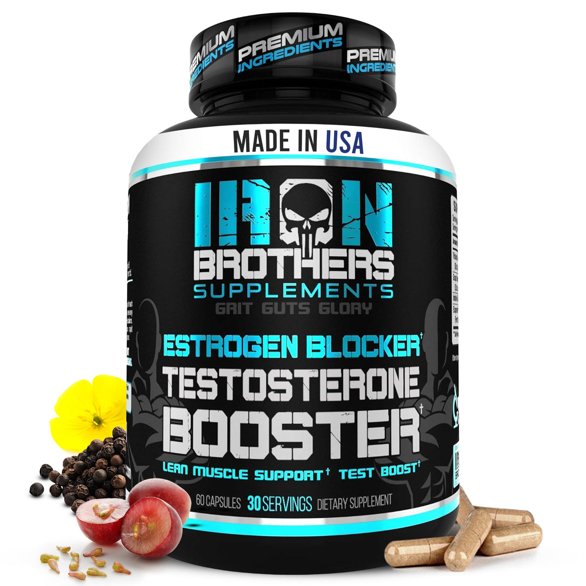 Iron Brothers Complément Testostérone 60 Capsules Végétales vue de face