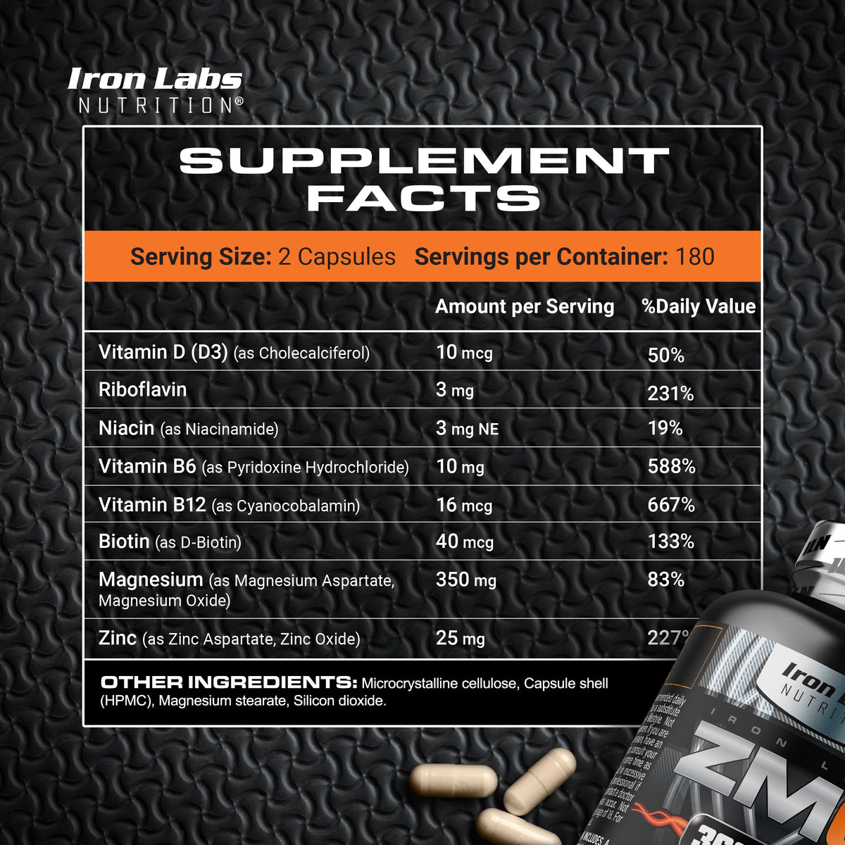 Iron Labs Nutrition ZM6 Complément Zinc et Magnésium 360 Capsules arrière