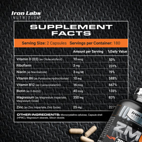 Iron Labs Nutrition ZM6 Complément Zinc et Magnésium 360 Capsules arrière