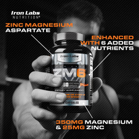 Iron Labs Nutrition ZM6 Complément Zinc et Magnésium 360 Capsules côté