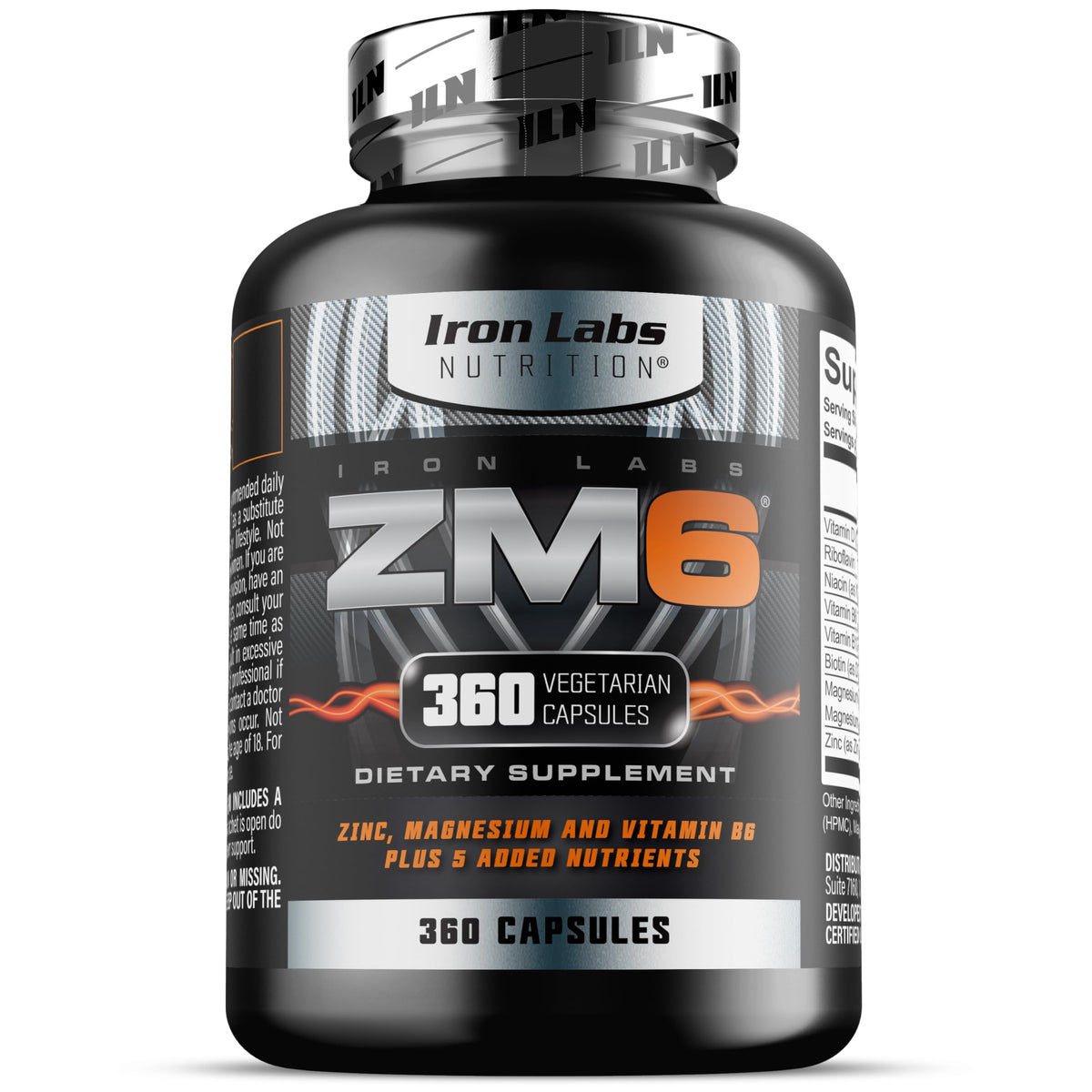 Iron Labs Nutrition ZM6 Complément Zinc et Magnésium 360 Capsules en gros plan