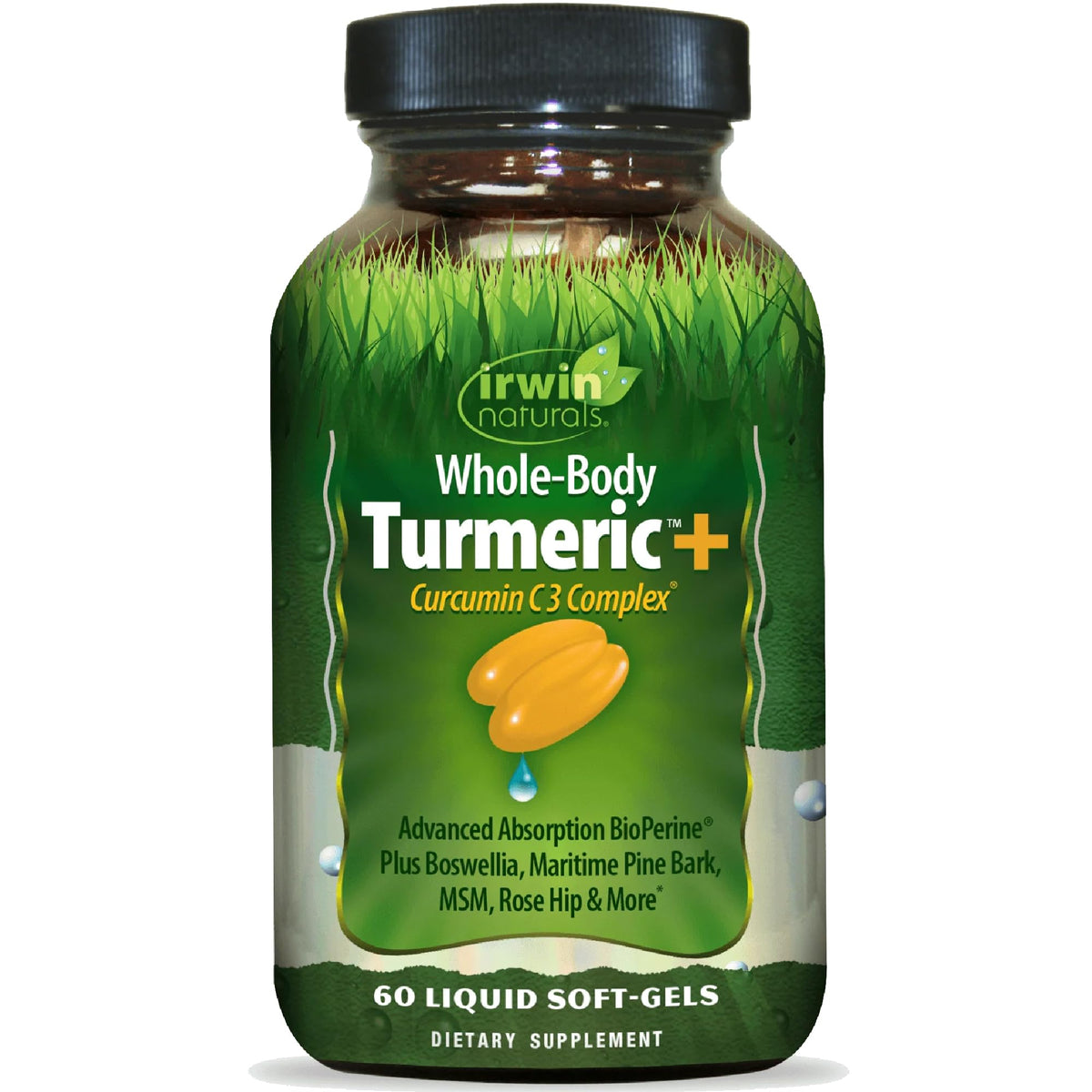 Irwin Naturals Curcuma Bien-Être 60 gélules, vue avant du flacon