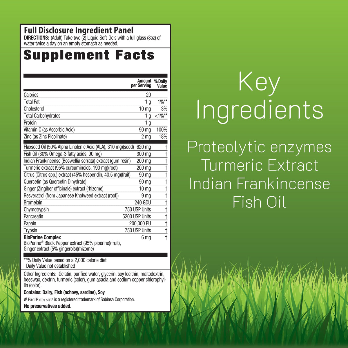Irwin Naturals Inflamma-Less 80 gélules, étiquette détaillée