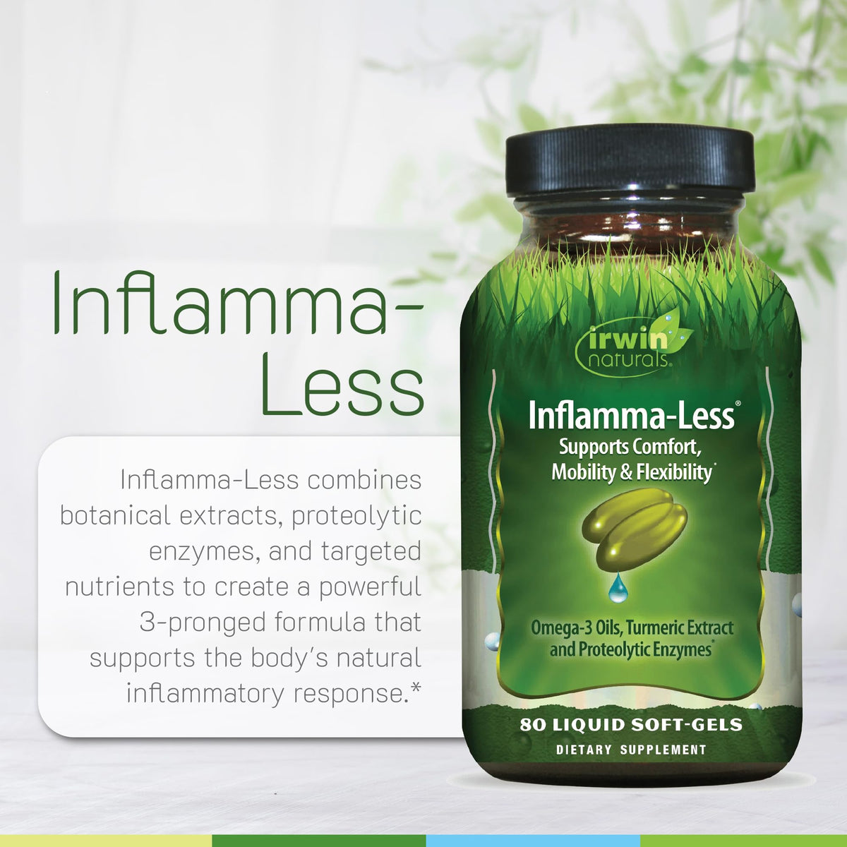 Irwin Naturals Inflamma-Less gélules en gros plan