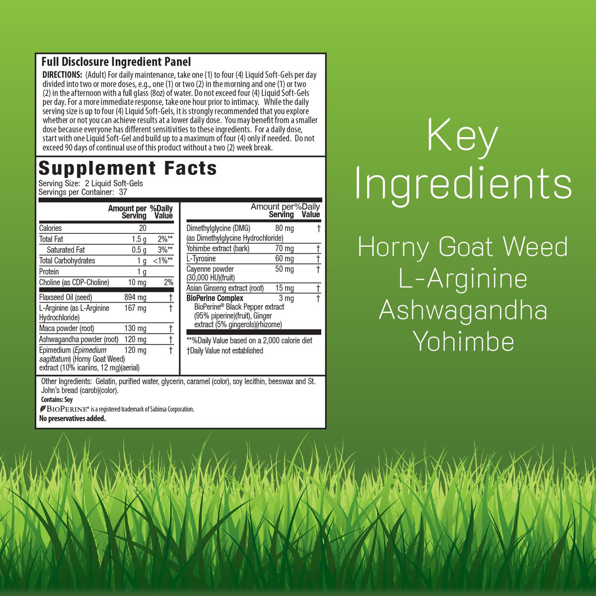 Irwin Naturals L-Arginine + Horny Goat Weed 322g vue arrière