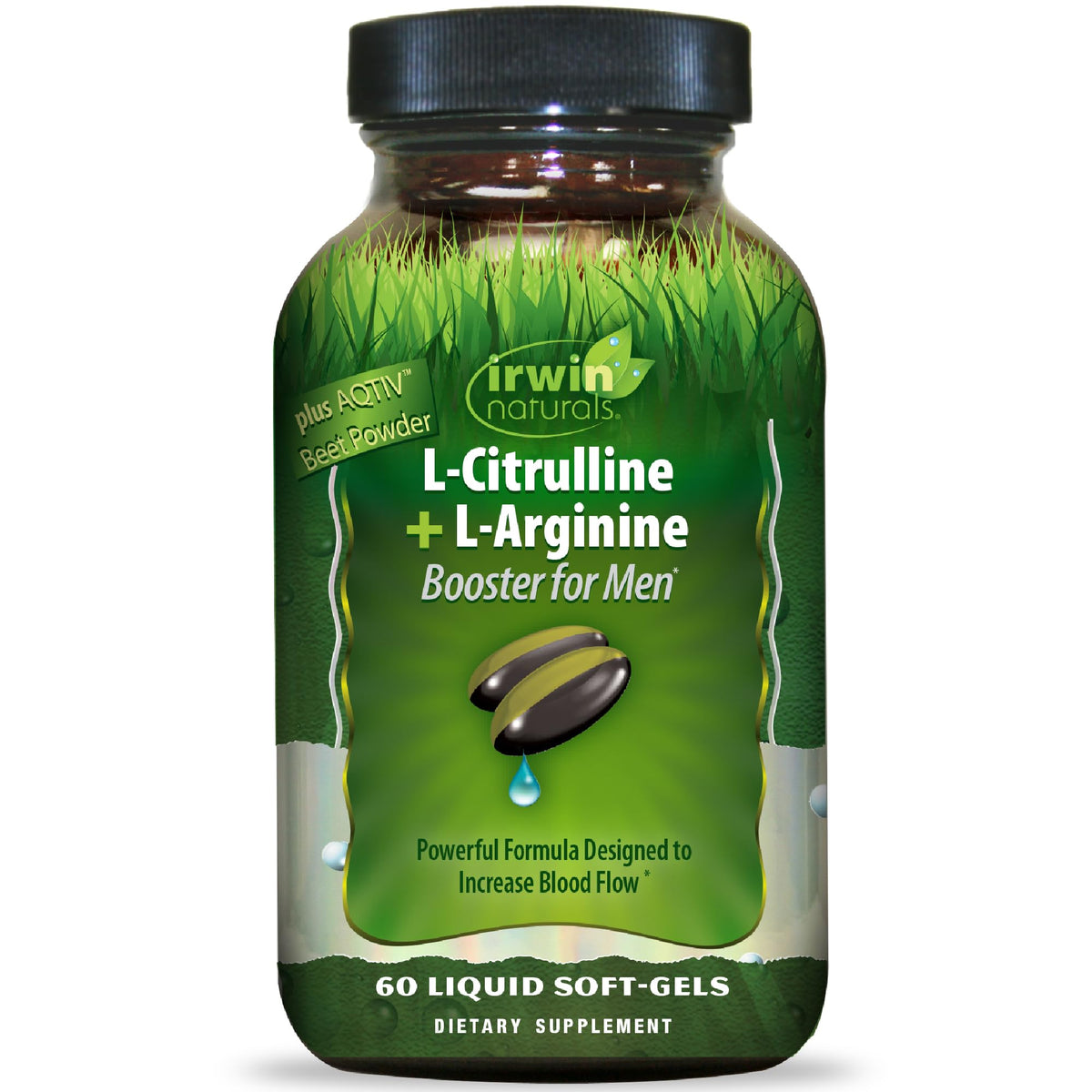Irwin Naturals L-Citrulline + L-Arginine gélules liquides vue de face