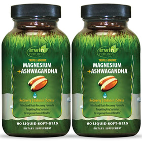 Irwin Naturals Magnésium Triple Source + Ashwagandha gélules liquides avant