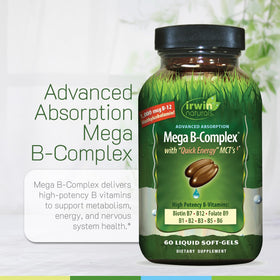 Irwin Naturals Mega B-Complex 550g gélules avec flacon
