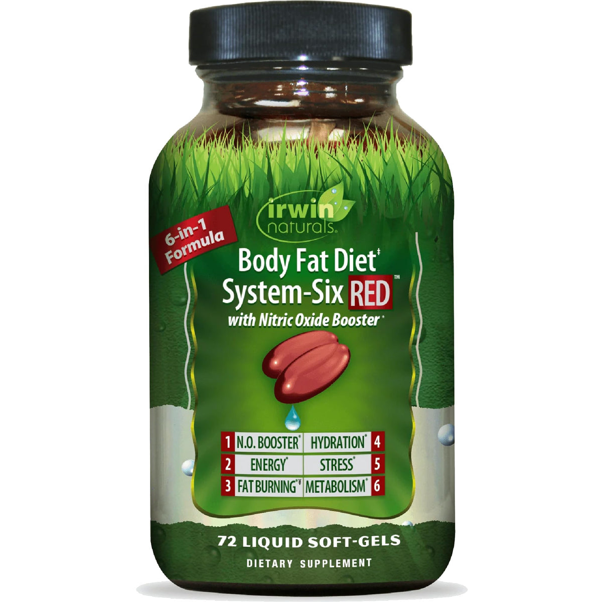 Irwin Naturals Système de Régime de Graisse Corporelle Six RED 72 gélules, avant