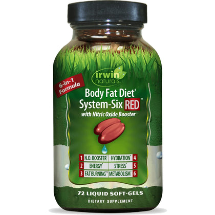 Irwin Naturals Système de Régime de Graisse Corporelle Six RED 72 gélules, avant