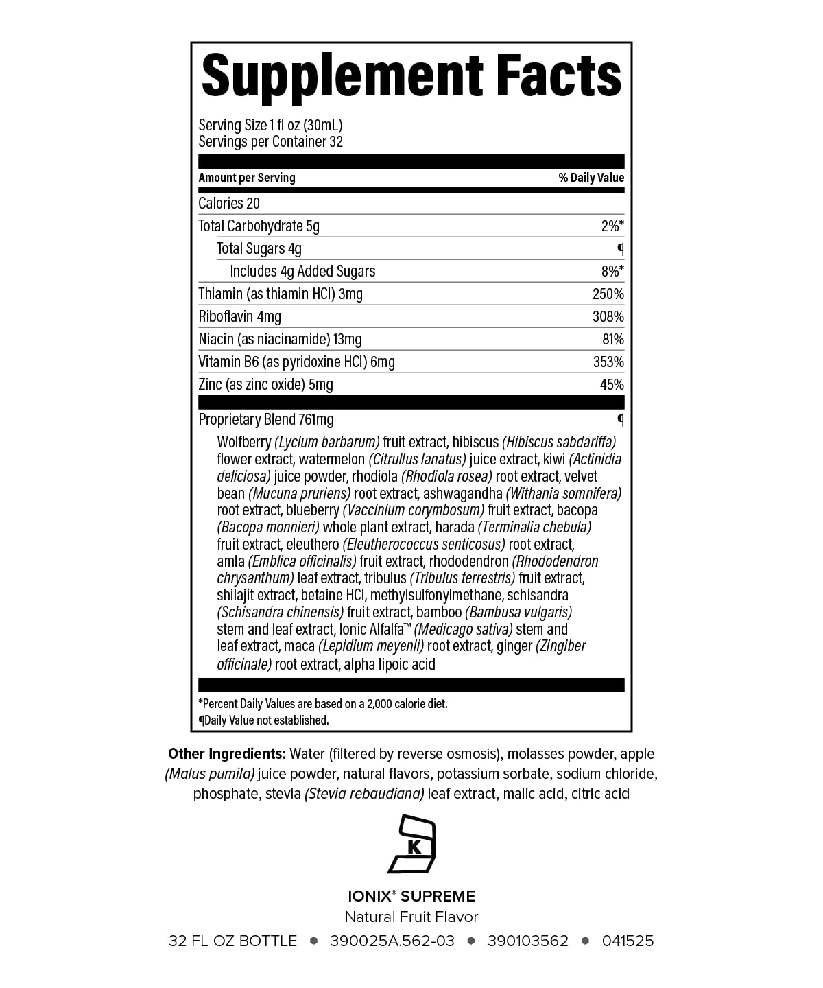 Isagenix Ionix Drink de Soutien au Stress 32 oz étiquette