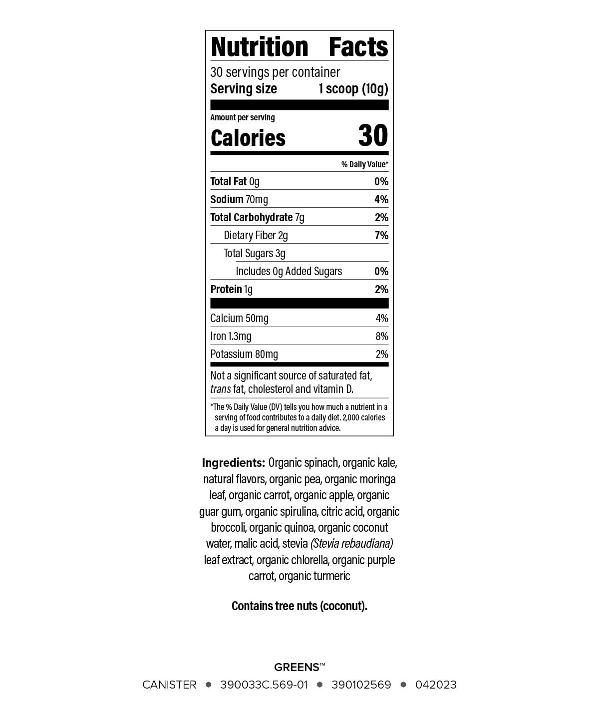 Isagenix Moringa Greens 372g avec cuillère à mesurer