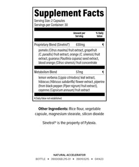 Isagenix Natural Accelerator emballage et informations