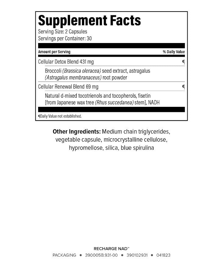 Isagenix Recharge NAD capsules à l'intérieur de la boîte