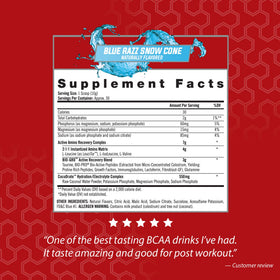 iSatori Amino-GRO BCAA Poudre arrière avec informations nutritionnelles
