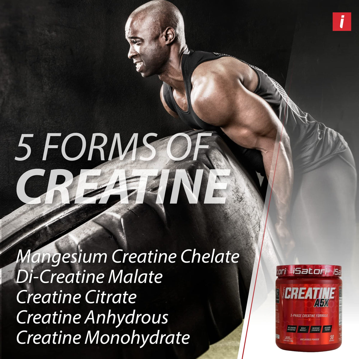 iSatori Creatine A5X emballage et mesure