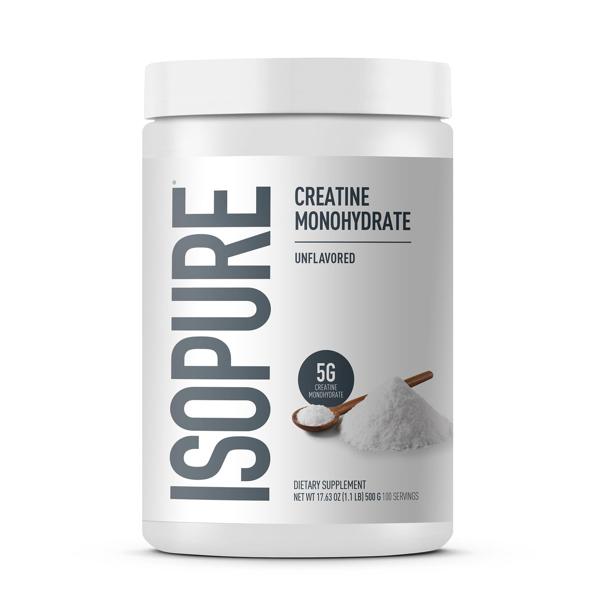 Isopure Poudre de Créatine Monohydrate 100% Pure 572g vue de face