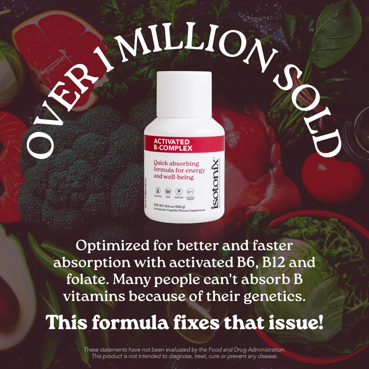 Isotonix B Complex Vegan emballage arrière avec informations nutritionnelles
