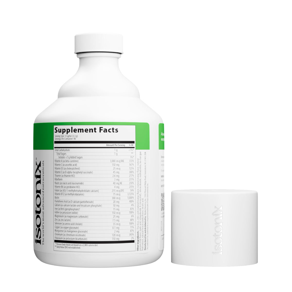 Isotonix Multivitamin avec Fer, pot ouvert avec poudre à l'intérieur