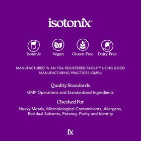 Isotonix OPC-3 complément sur une table avec des fruits et légumes