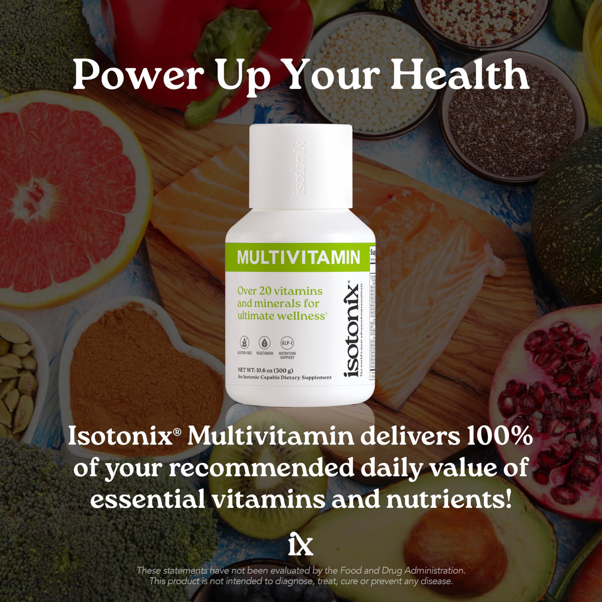 Isotonix Poudre Multivitaminée Sans Fer, vue arrière avec ingrédients