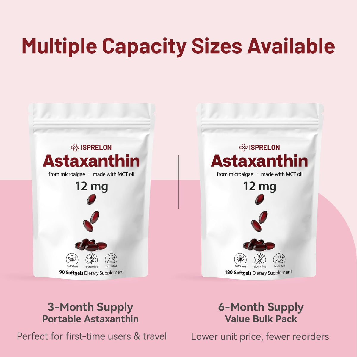 Isprelon Astaxanthin 12mg étiquette du produit