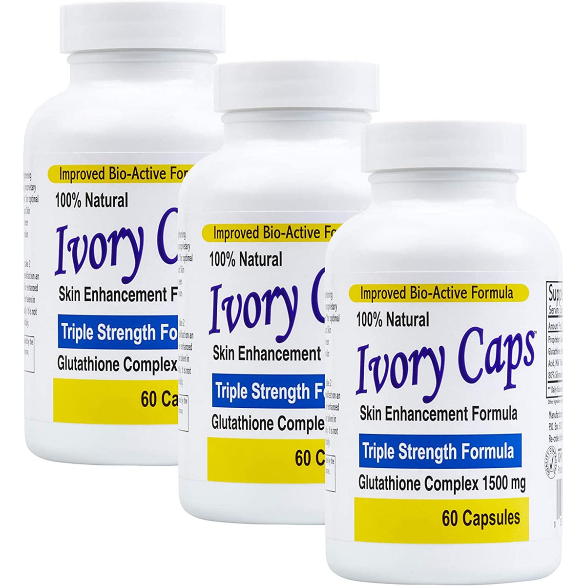 Ivory Caps Complément Alimentaire Glutathione 1500 mg 180 capsules