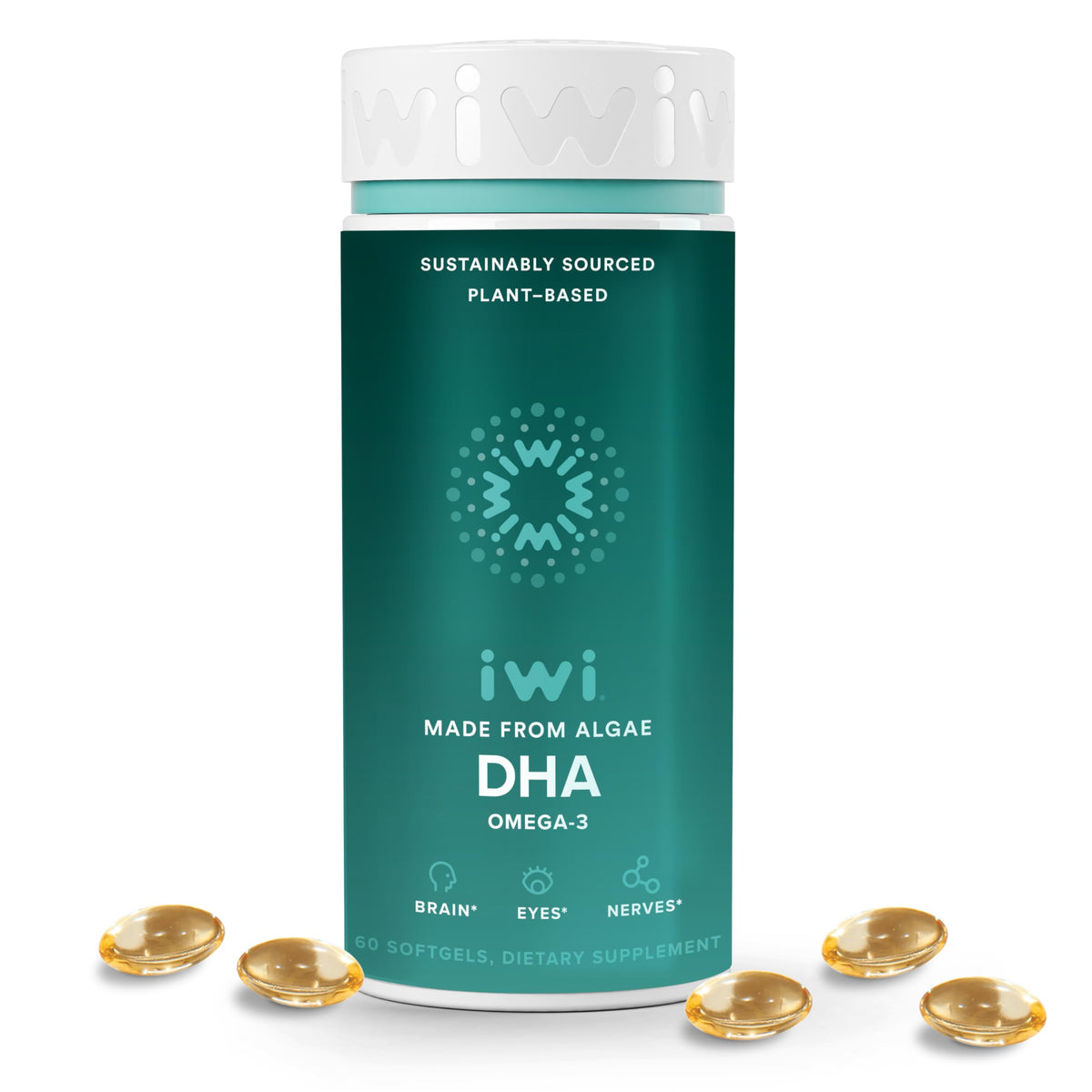 Iwi DHA Omega-3 60 gélules végétales en boîte vue de face