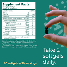 Iwi Omega-3 d'Algue emballage et gélules sur fond blanc