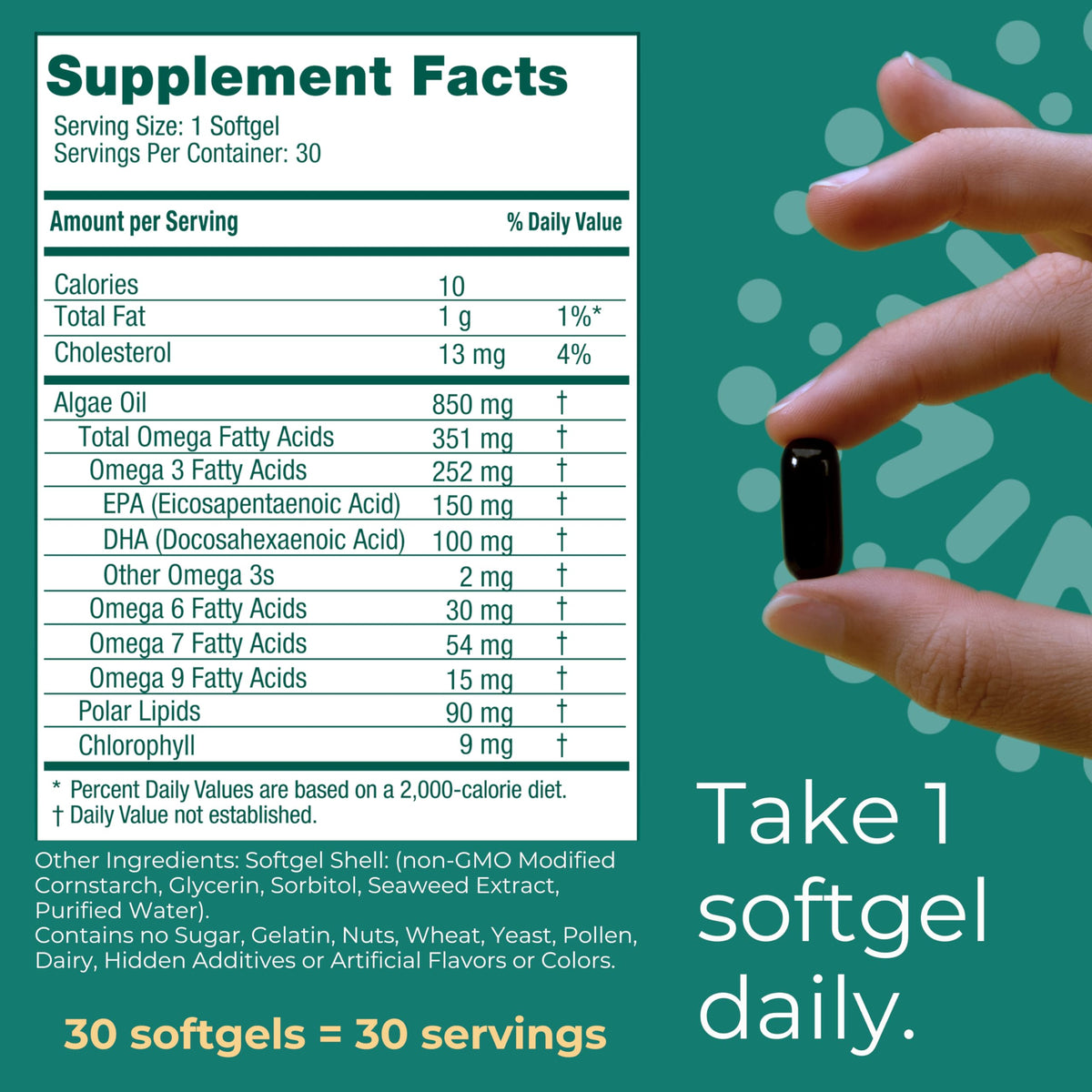 Iwi Omega-3 gélules d'algues avec étiquette descriptive