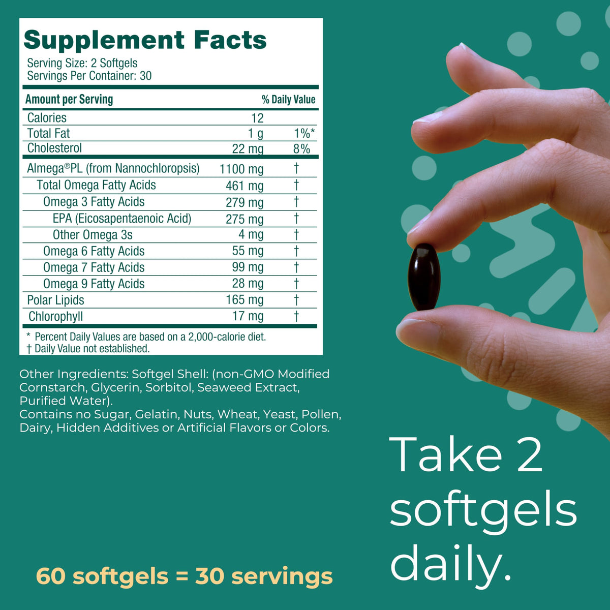 Iwi Omega-3 Végétal 120 gélules, présentation des gélules dans une main
