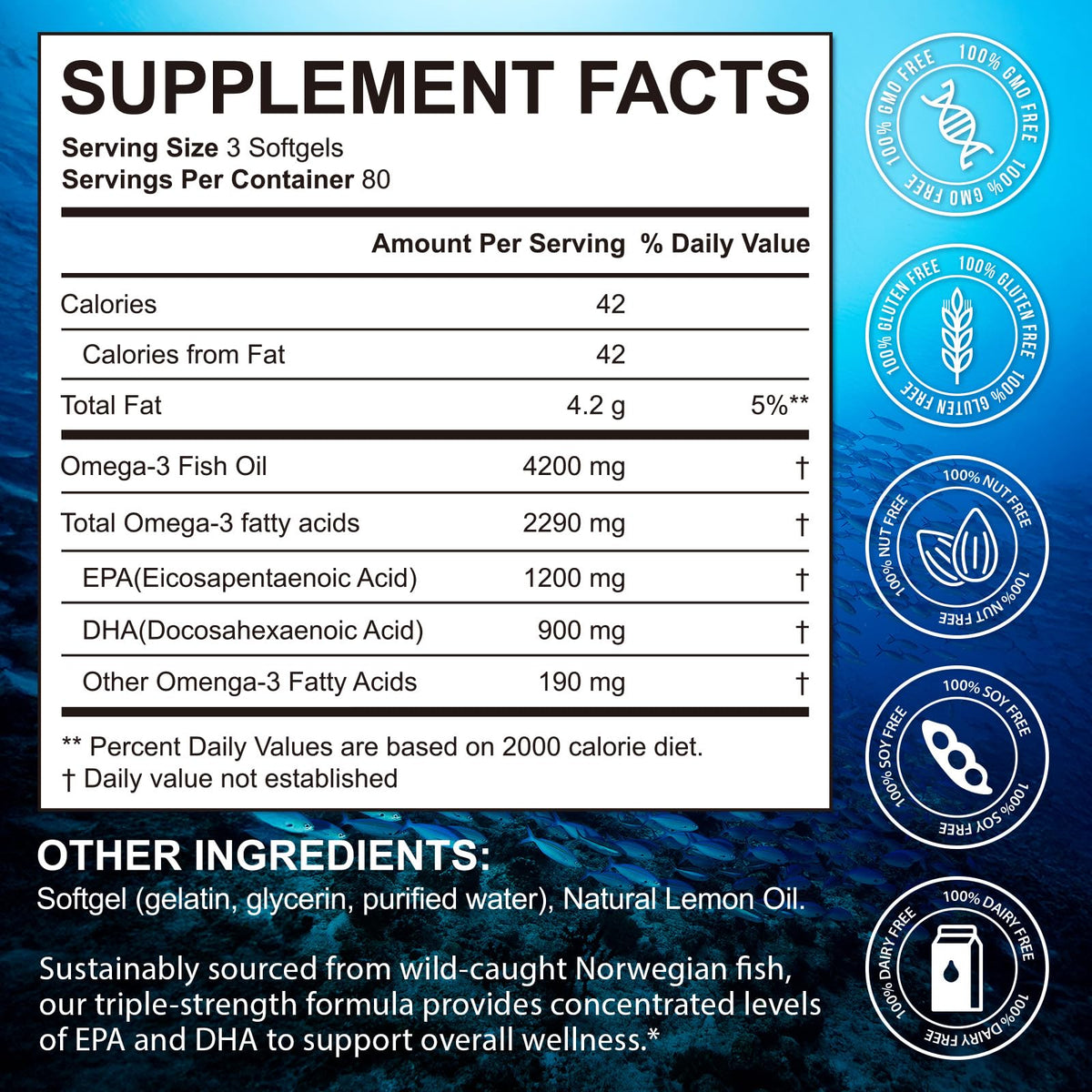 J&H Jasmine&Hyacinth huile de poisson Omega 3 4200 mg gélules ouvertes