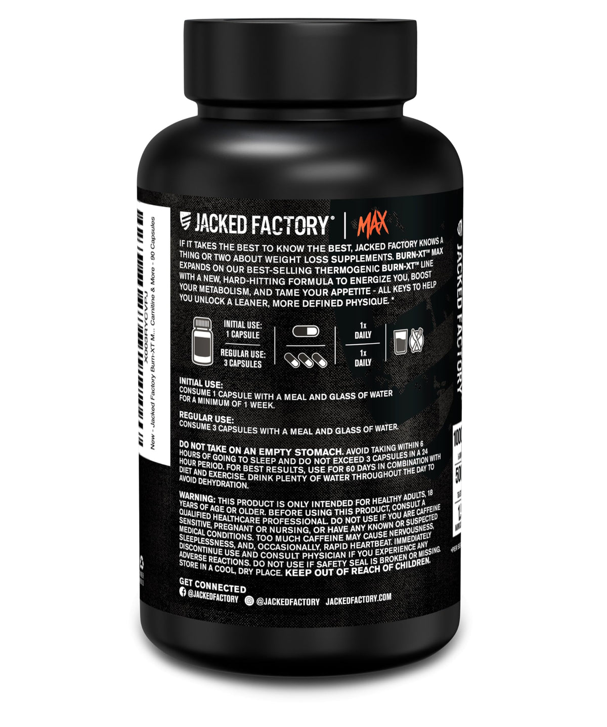 Jacked Factory Burn-XT Max flacon sur un fond de cuisine