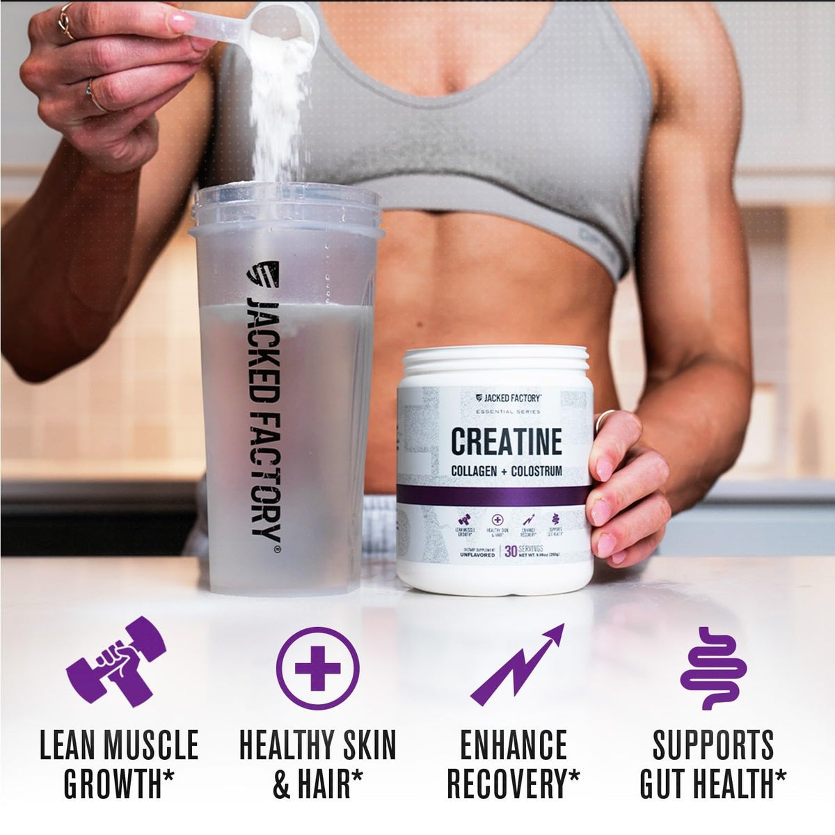 Jacked Factory Créatine pour Femmes, cuillère doseuse incluse