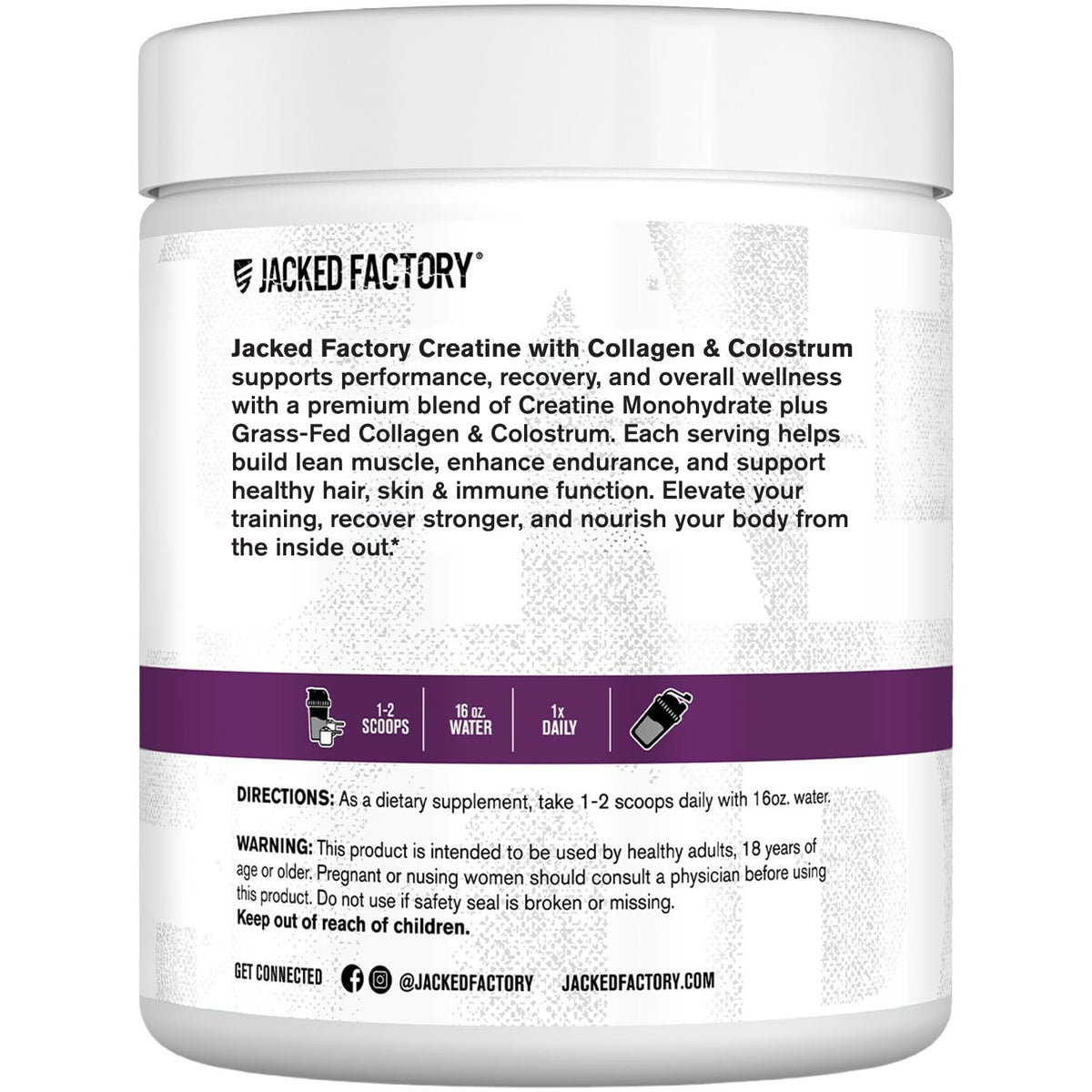 Jacked Factory Créatine pour Femmes, cuillère doseuse remplie de poudre