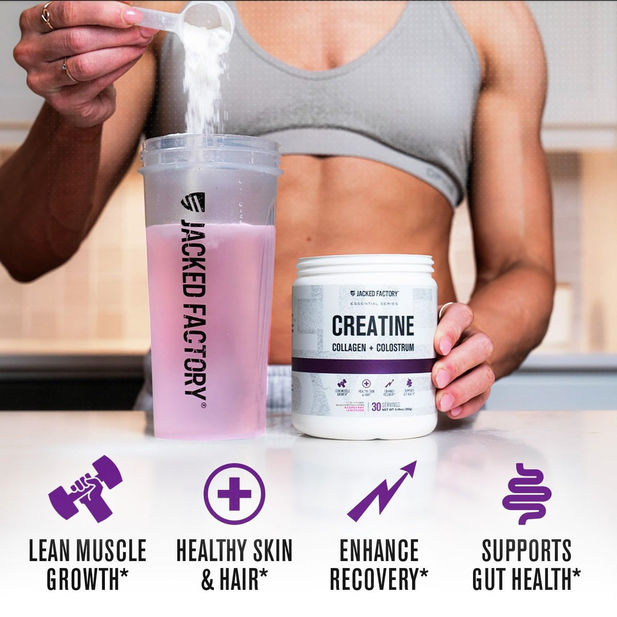 Jacked Factory Créatine pour Femmes ingrédients sur l'étiquette