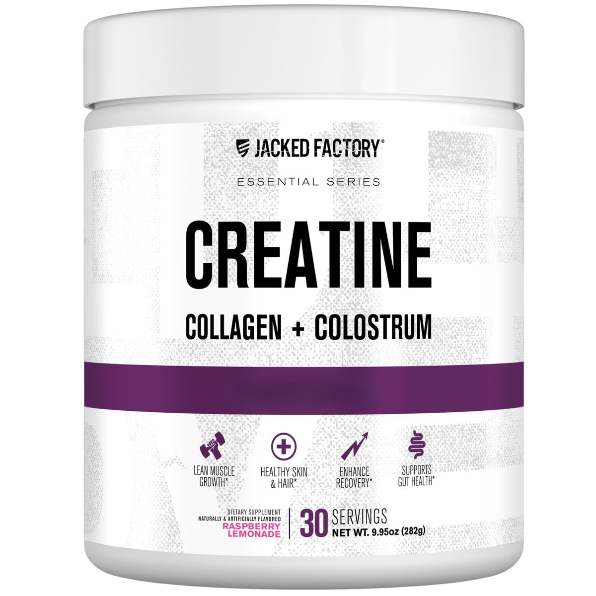 Jacked Factory Créatine pour Femmes pot avec étiquette framboise citron