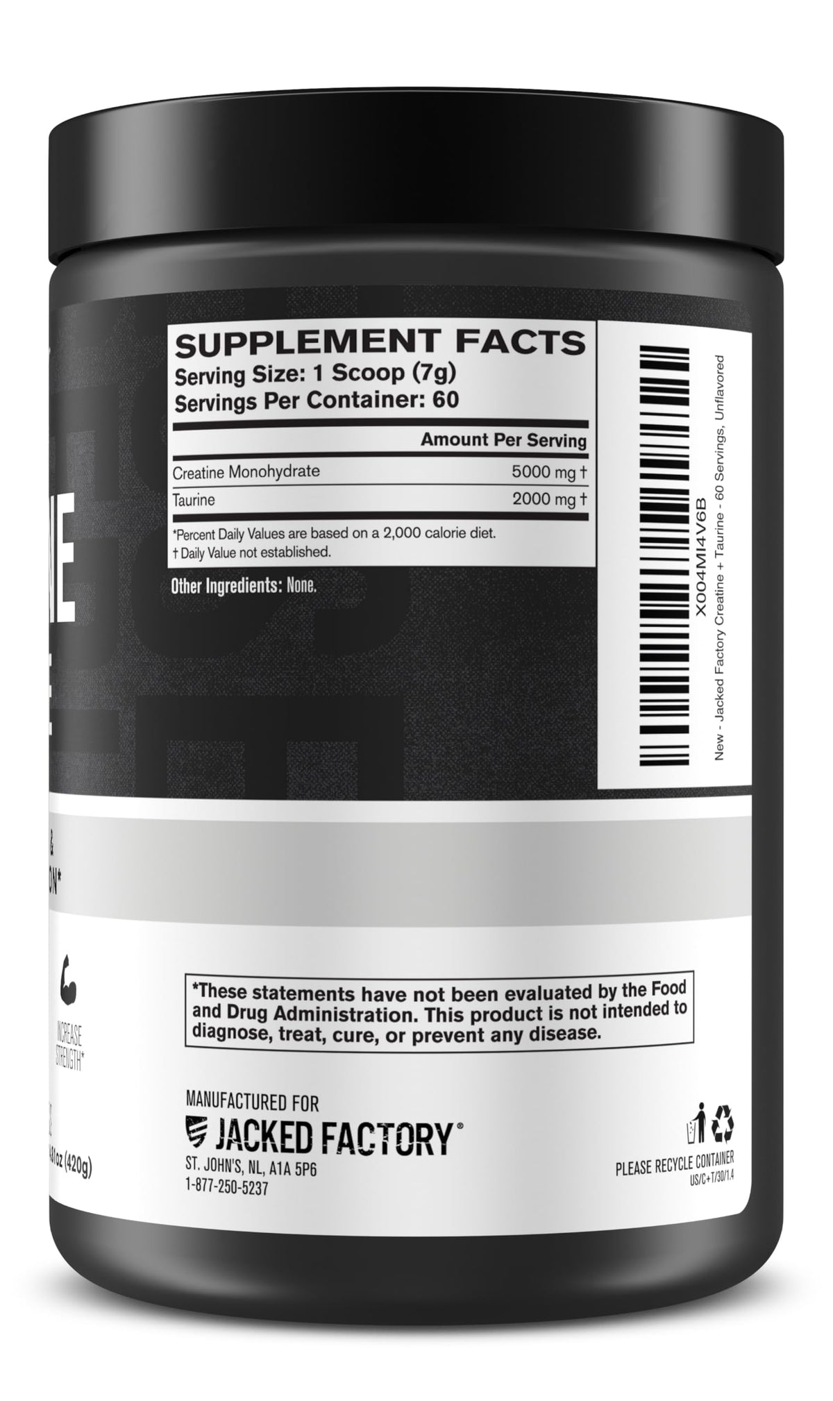 Jacked Factory Créatine + Taurine 5000mg en poudre dans une cuillère