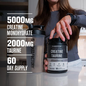 Jacked Factory Créatine + Taurine 5000mg étiquetage détaillé